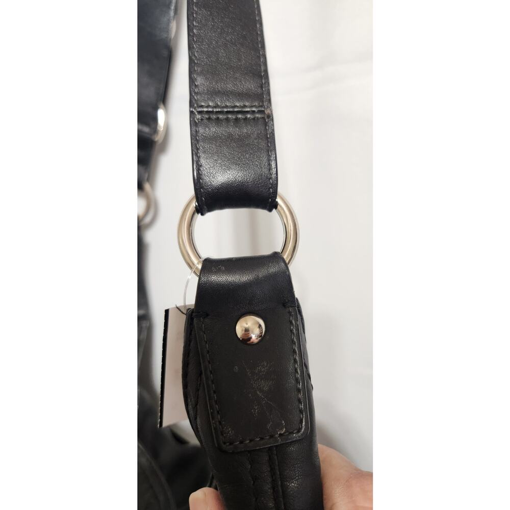Y2k Coach Black Leather Shoulder Duffle Saddle Messenger Bag Hobo F17116 - Picture 4 of 7